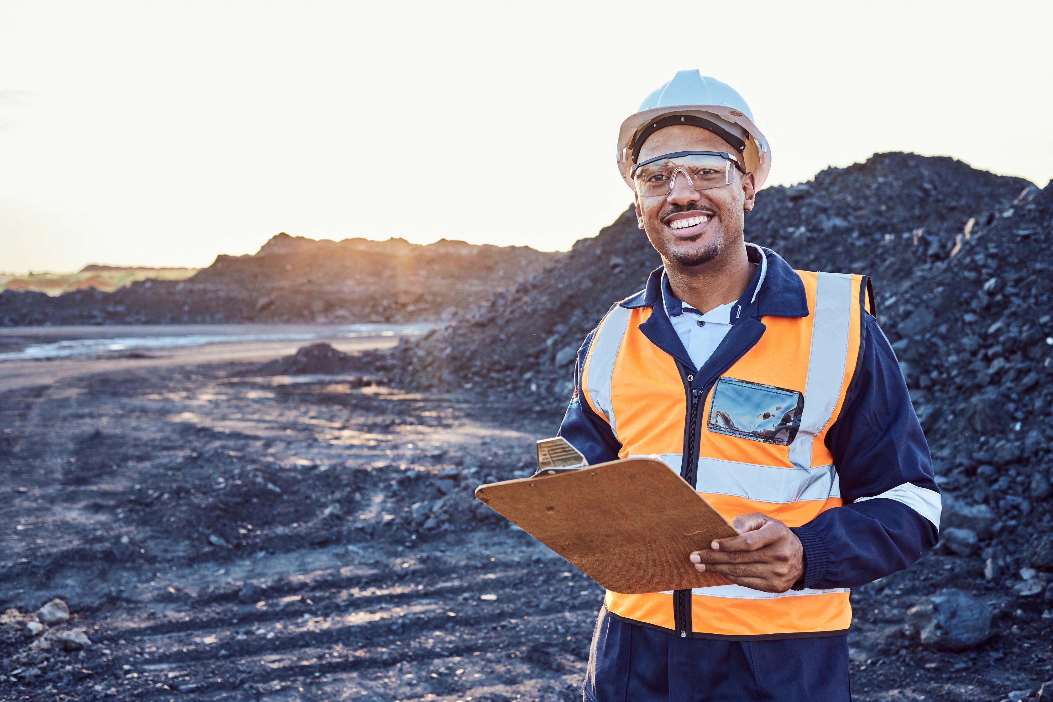 Mining supervisor wearing safety equipment